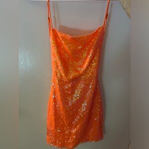 Lucy in the Sky Orange Mini Dress